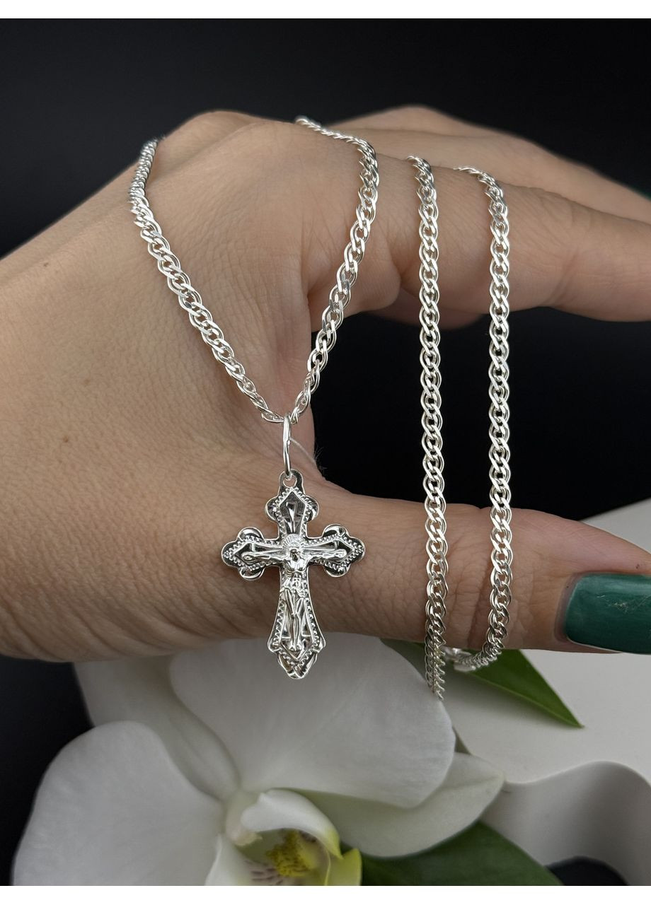 Ланцюжок та хрестик для жінки в сріблі 45 No Brand (323214568)