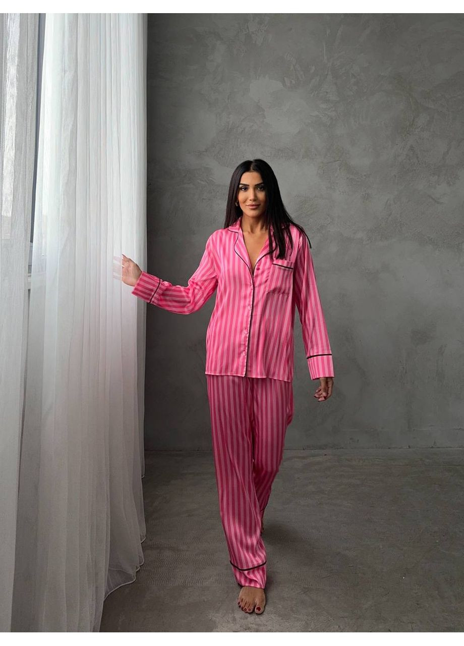 Рожева всесезон жіноча піжама рожева сорочка + брюки Vital-Textile 1278