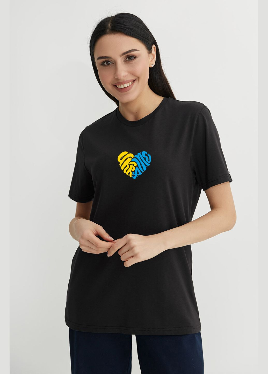 Чорна літня жіноча футболка ukraine_blue_yellow Garne