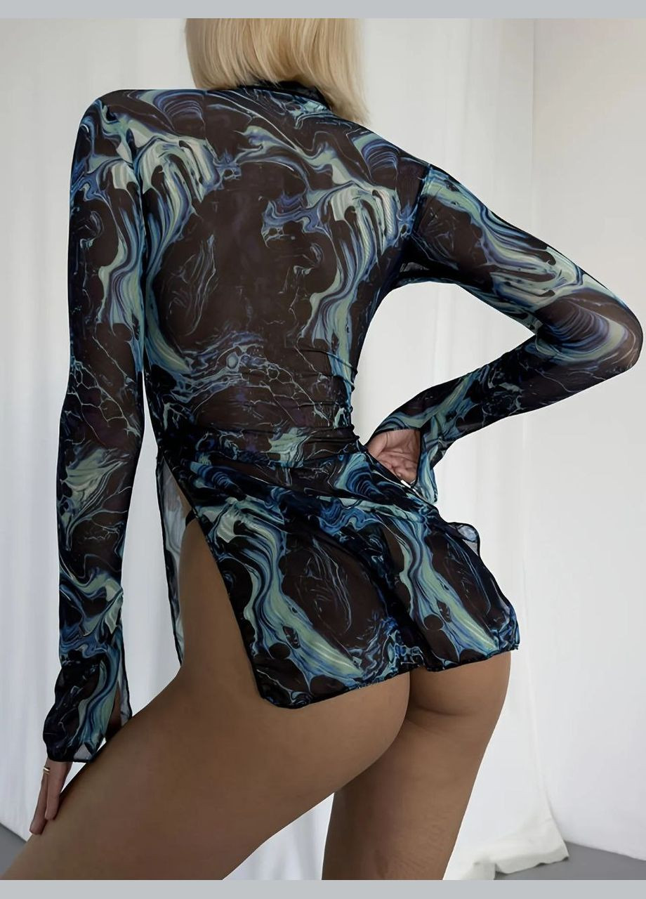 Пеньюар жіночий різнокольоровий Tai-dai з рукавами трусиками в комплекті вогонь No Brand Пеньюар Tai-dai (323487046)