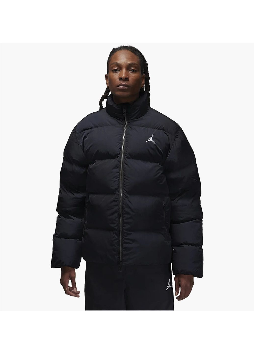 Черная мужской пуховик essentials poly puffer jacket black Air Jordan