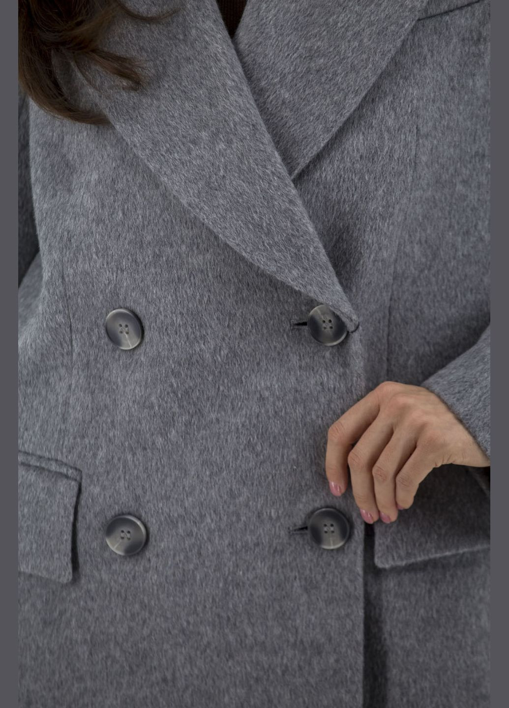 Світло-сіре демісезонне Жіноче вовняне пальто світлосіре класичне двобортне англійський комір Stella Polare (світлосірий, ), 47427 No Brand