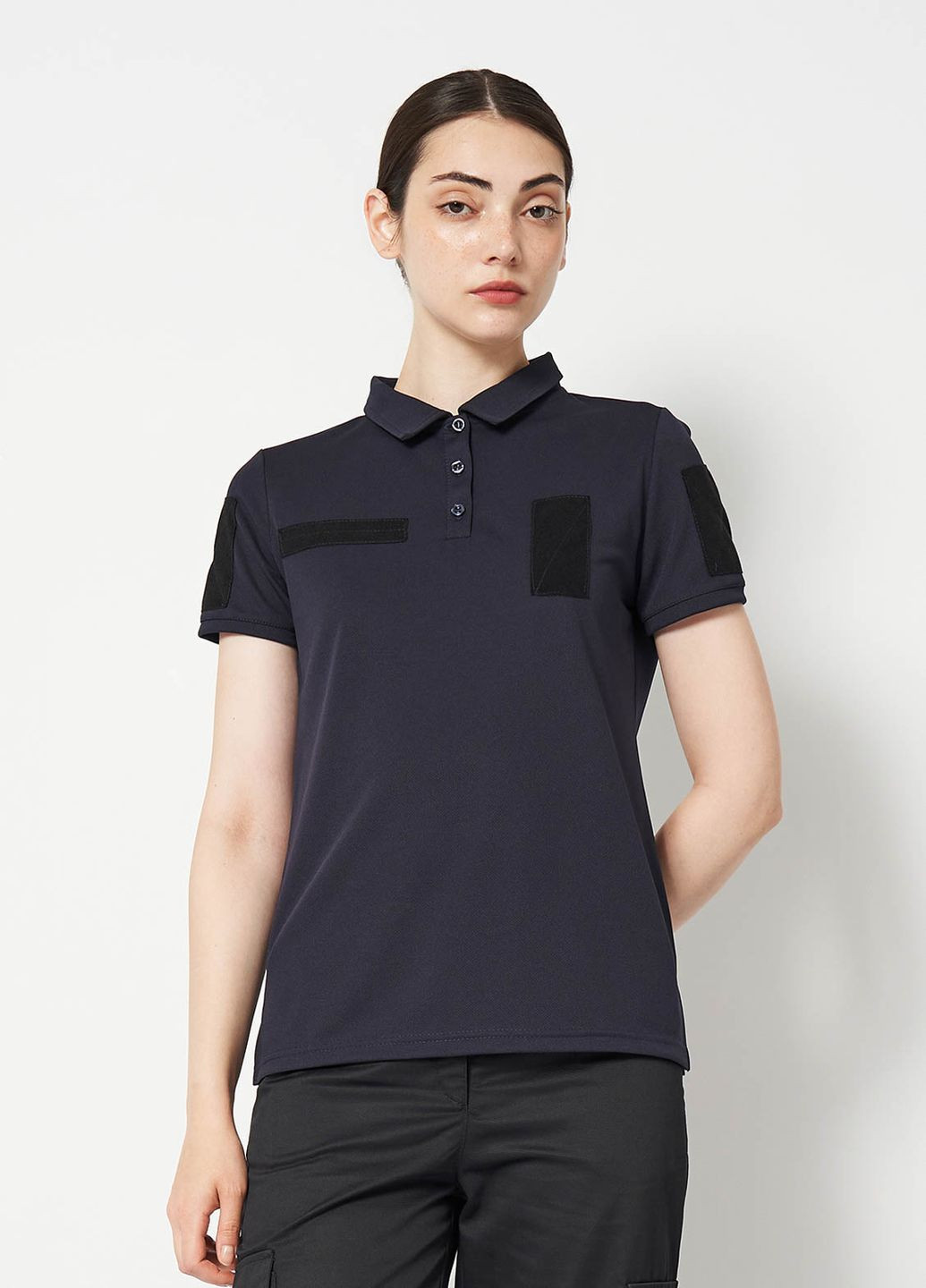 Женское тактическое поло Coolmax с липучками под шевроны темно-синее UKM (361260030)