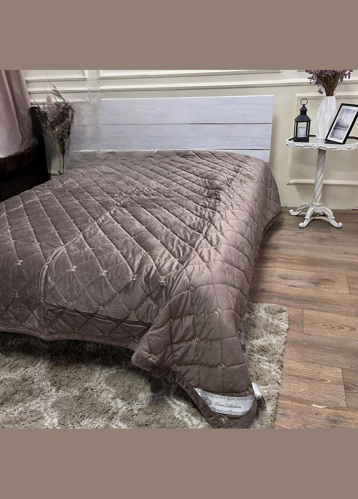 Плед покривало Шанель 160х200 см Шоколад Велюр No Brand (323084360)