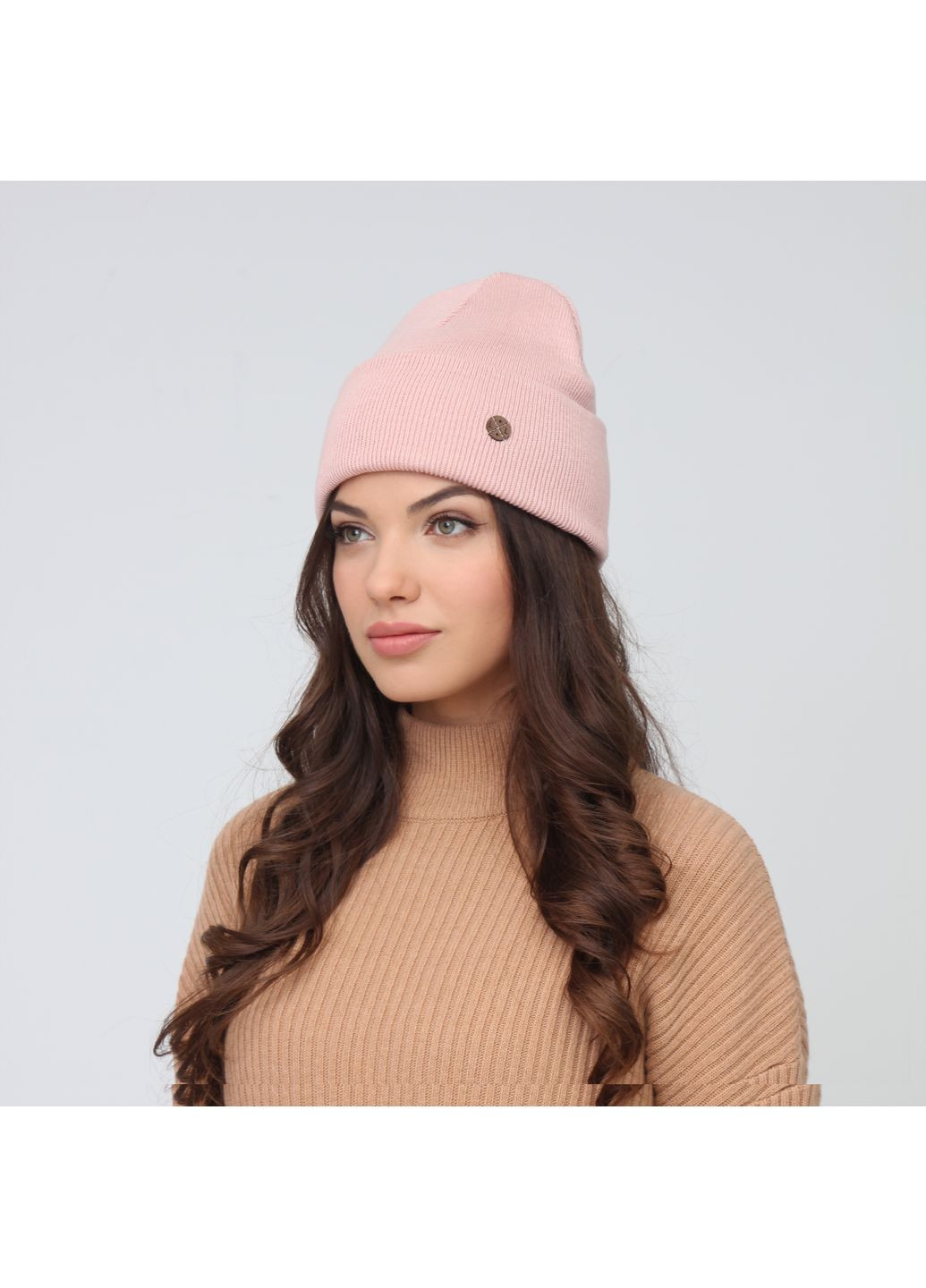 Шапка біні жіноча бавовна рожева DOREEN LuckyLOOK 232-113 (322791691)