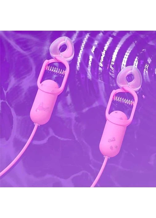 Затискачі для сосків з вібрацією USB 10 режимів рожеві / Жіночі затискачі для сосків з регульованою силою та вібрацією рожеві No Brand (384531660)