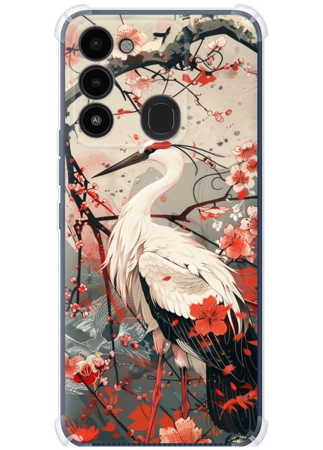 Силикон с усиленными углами чехол 'Аист в цвету сакуры' для Endorphone Tecno Spark Go 2022 KG5m (291420422)