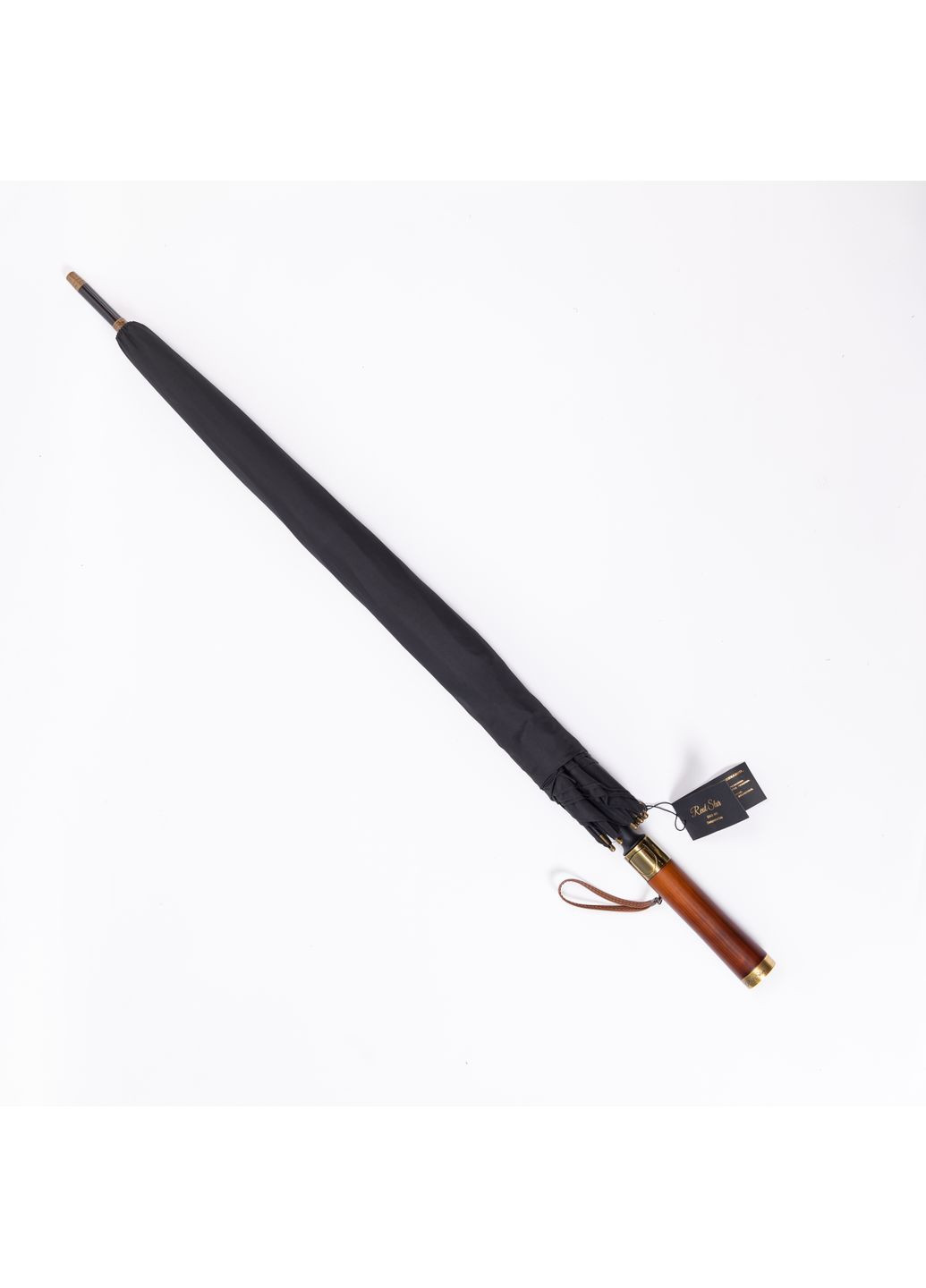 Чёрный зонт-трость складной полуавтомат 124 см, черный yiwu hp-23-6b (364685016)