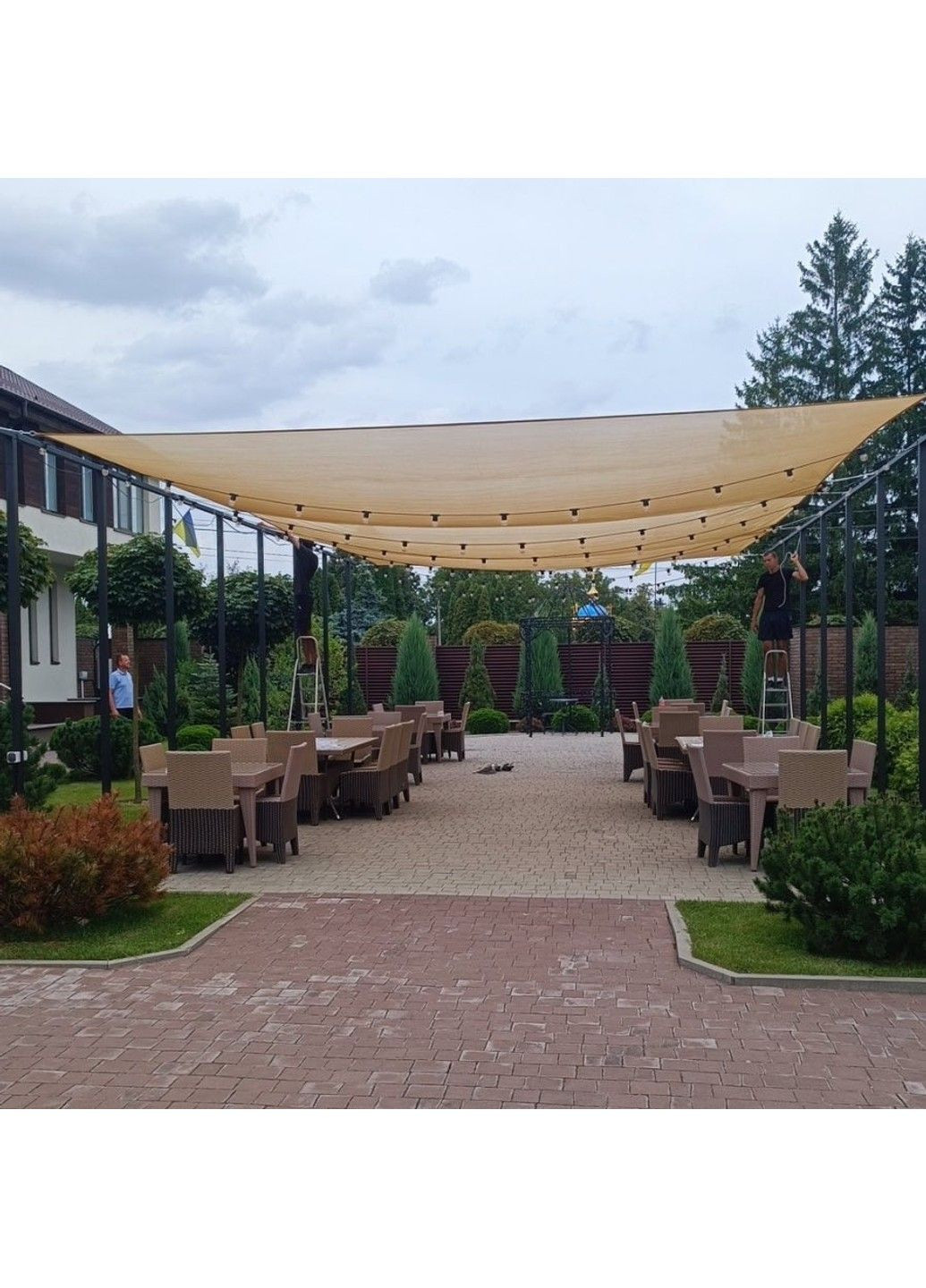 Тент навіс затінюючий квадратний 3х3м Сітка (Бежевий) No Brand (332637287)