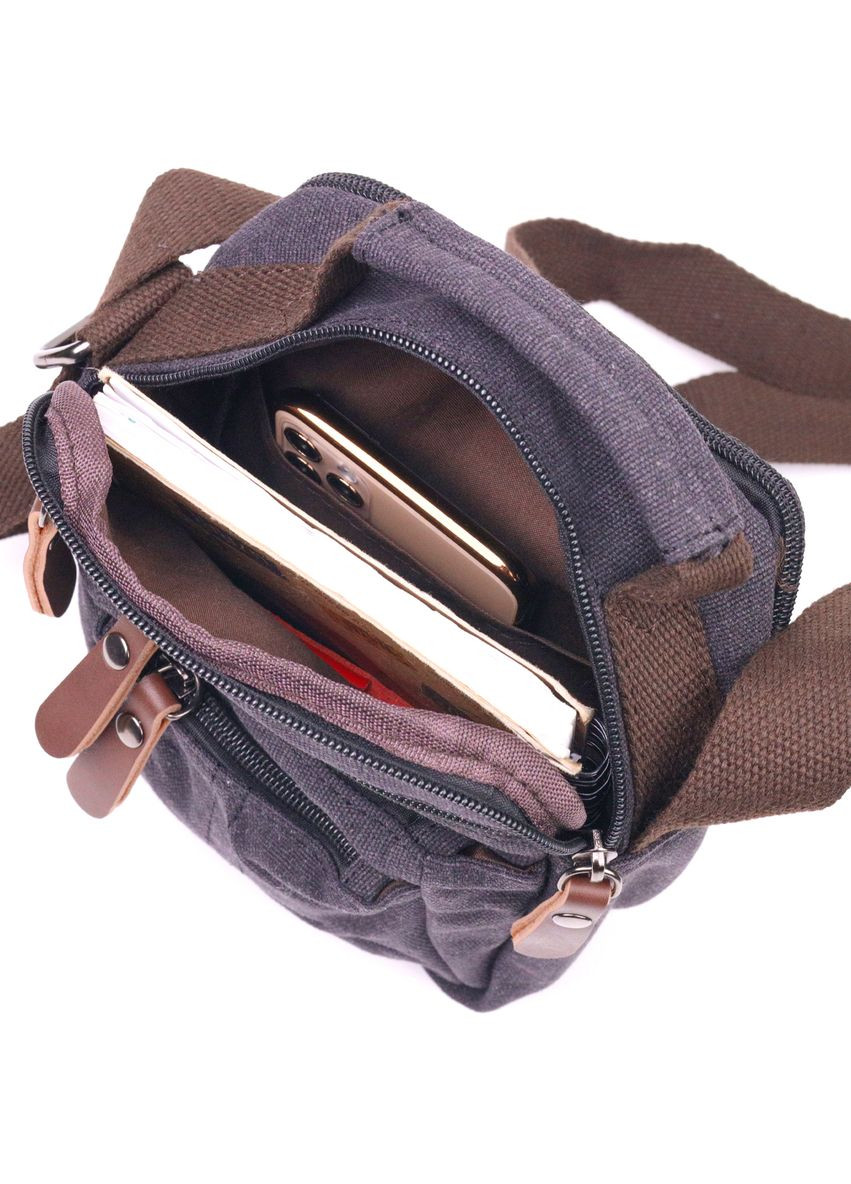 Чоловіча шкіряна сумка через плече чорна кросбоді 21243 Vintage (329195406)