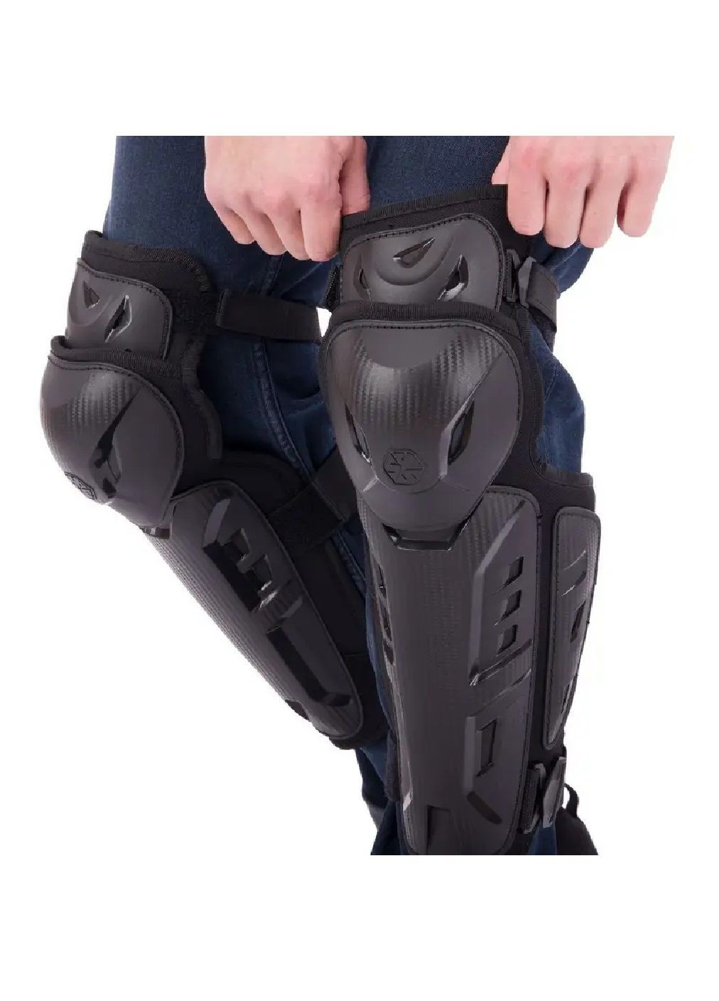 Мотонаколінники захисні з ременями кліпсами для захисту від травм поміщаються під штани мото захист (476508-Prob) Чорні Unbranded (283250526)