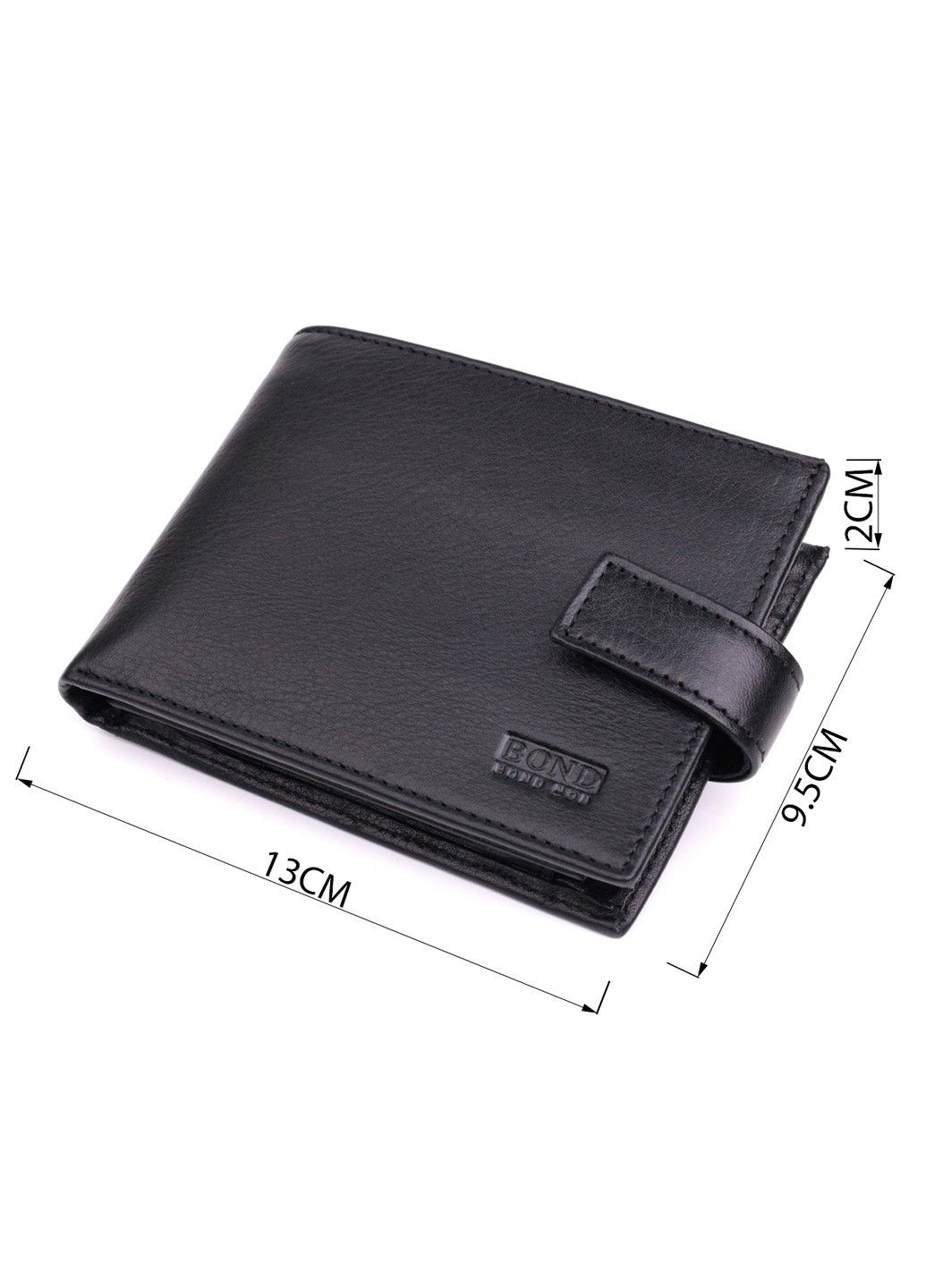Вместительный мужской кошелек из натуральной кожи 22861 Черный Bond (318823536)