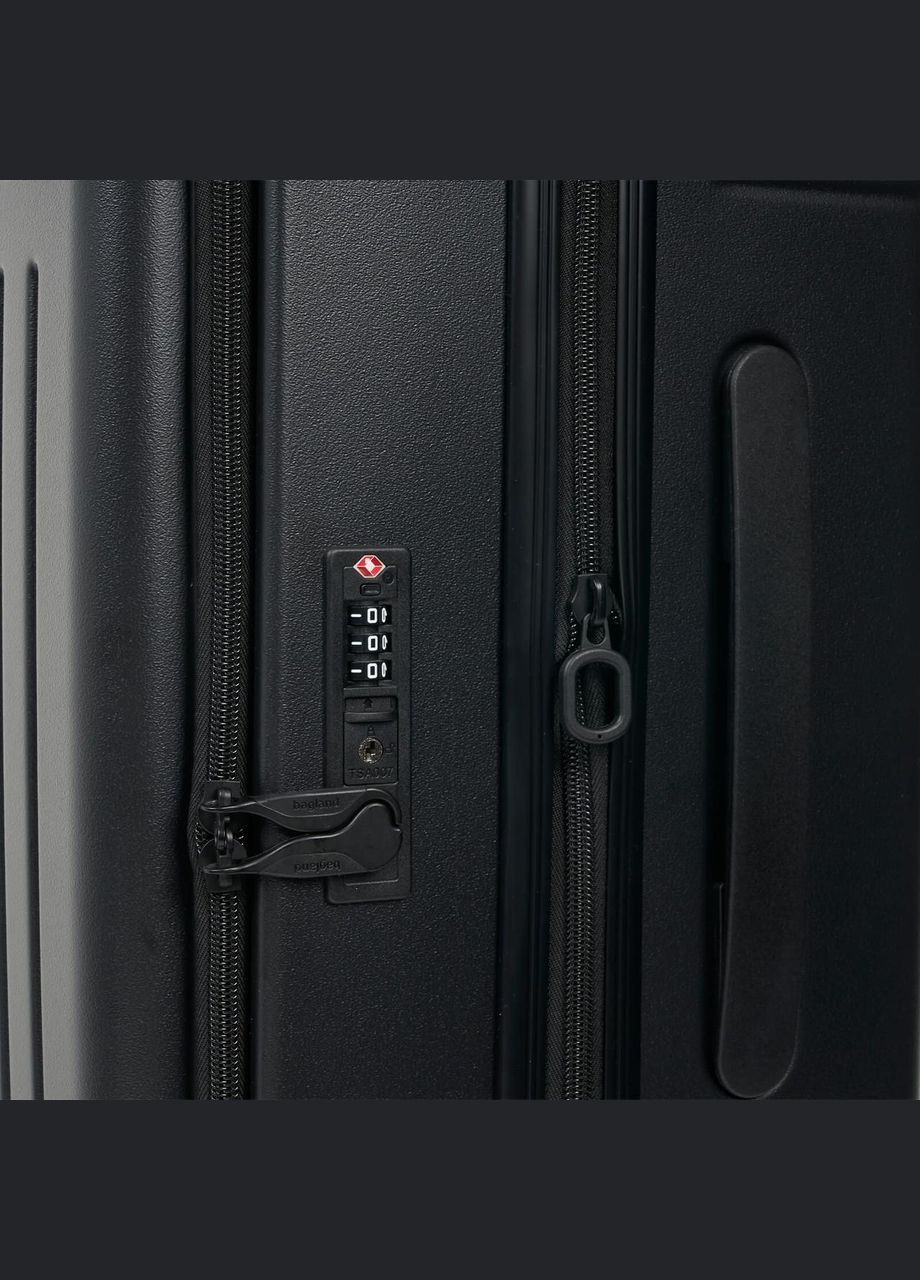 Дорожня валіза середня 72л пластикова з розширенням 4-х колісна чорна Velo (00322024) Bagland (319710775)