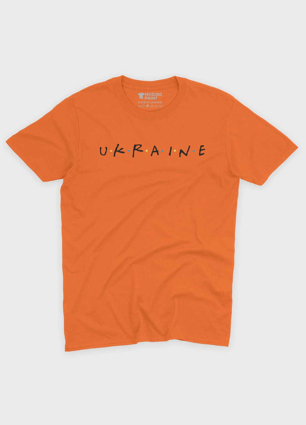 Оранжевая мужская футболка с патриотическим принтом ukraine (ts001-4-ora-005-1-089) Modno