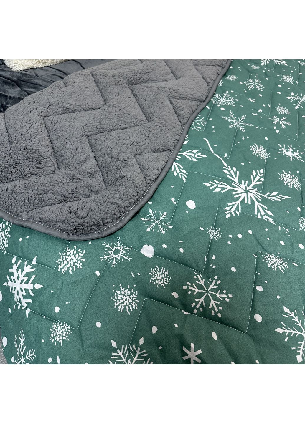 Детское покрывало-одеяло "Sweet Dreams" (Коттон + Teddy Fur). 150х210 см зеленого цвета с рисунком "Совы на снегу" No Brand (366561134)