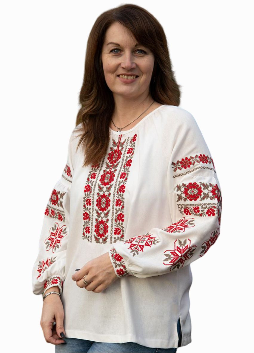Молочная вышиванка женская льняная классическая молочная Україна лен (316262060)