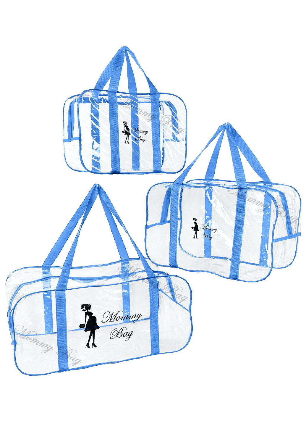 Набір із прозорих сумок у пологовий будинок (S, M, L) Mommy Bag (280942006)