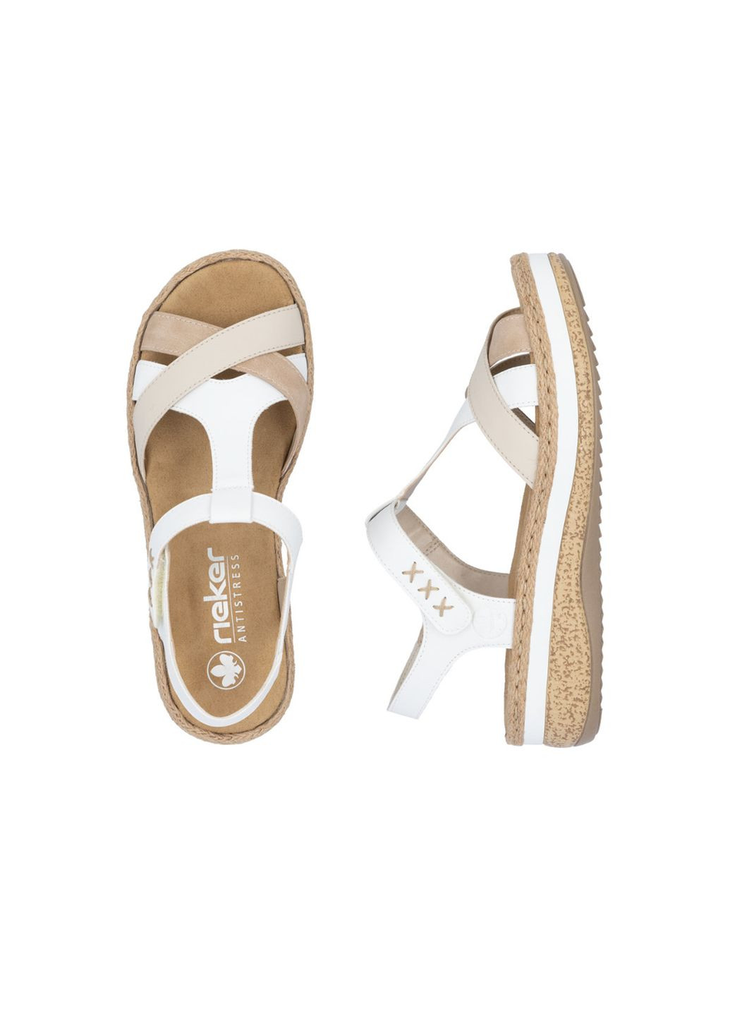 Белые босоножки женские v0919-80 Rieker