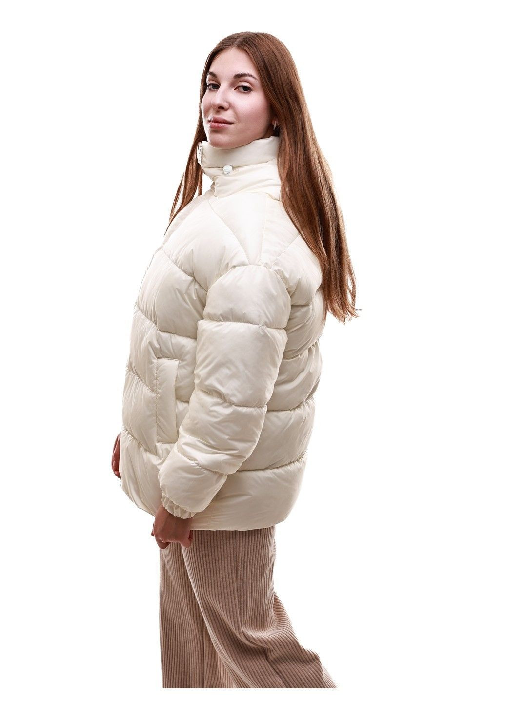 Молочна зимня куртка зимова жіноча No Brand