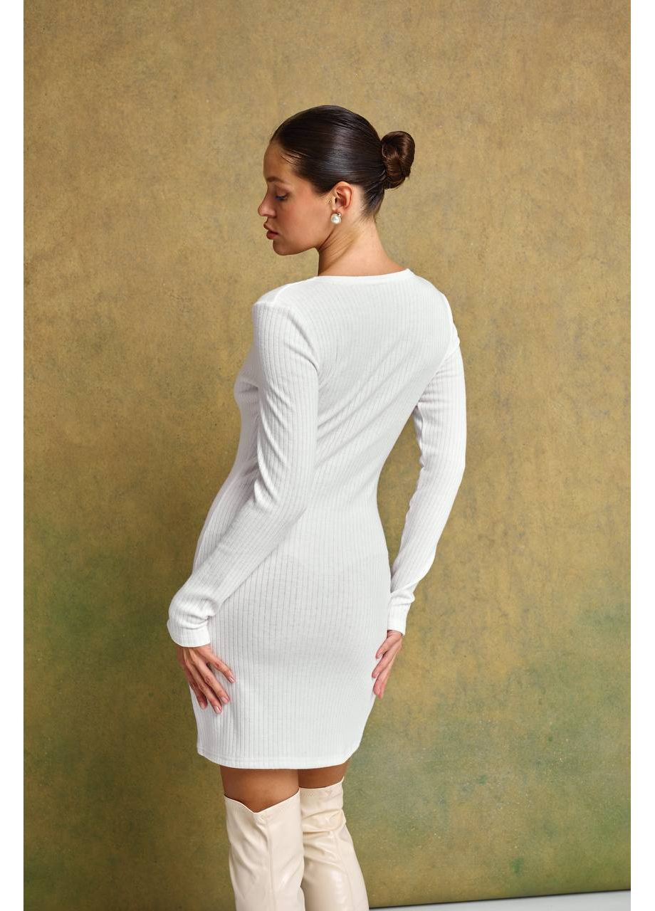 Молочна святковий, коктейльна, ділова, повсякденний, кежуал сукня з акцентами ґудзиками з трикотажу 💫💫💫 силуетна Україна однотонна