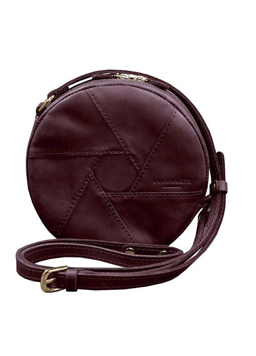 Кожаная круглая женская сумка Бон-Бон бордовая Crazy Horse BlankNote кросс-боди (348359143)