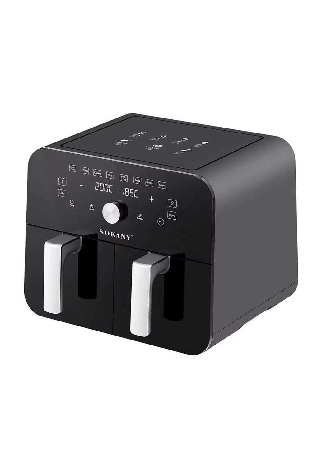 Аерогриль-фритюрниця SK-10008 на 10 літрів сенсорно-механічна з двома відділеннями 2400 Вт Sokany (333662512)