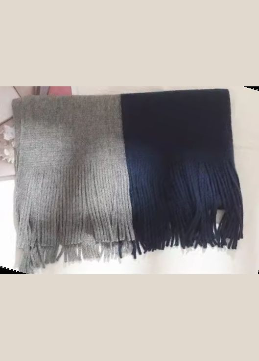Теплий вовняний шарф двоколірний 200 * 40 см сіро-синій No Brand (348096113)