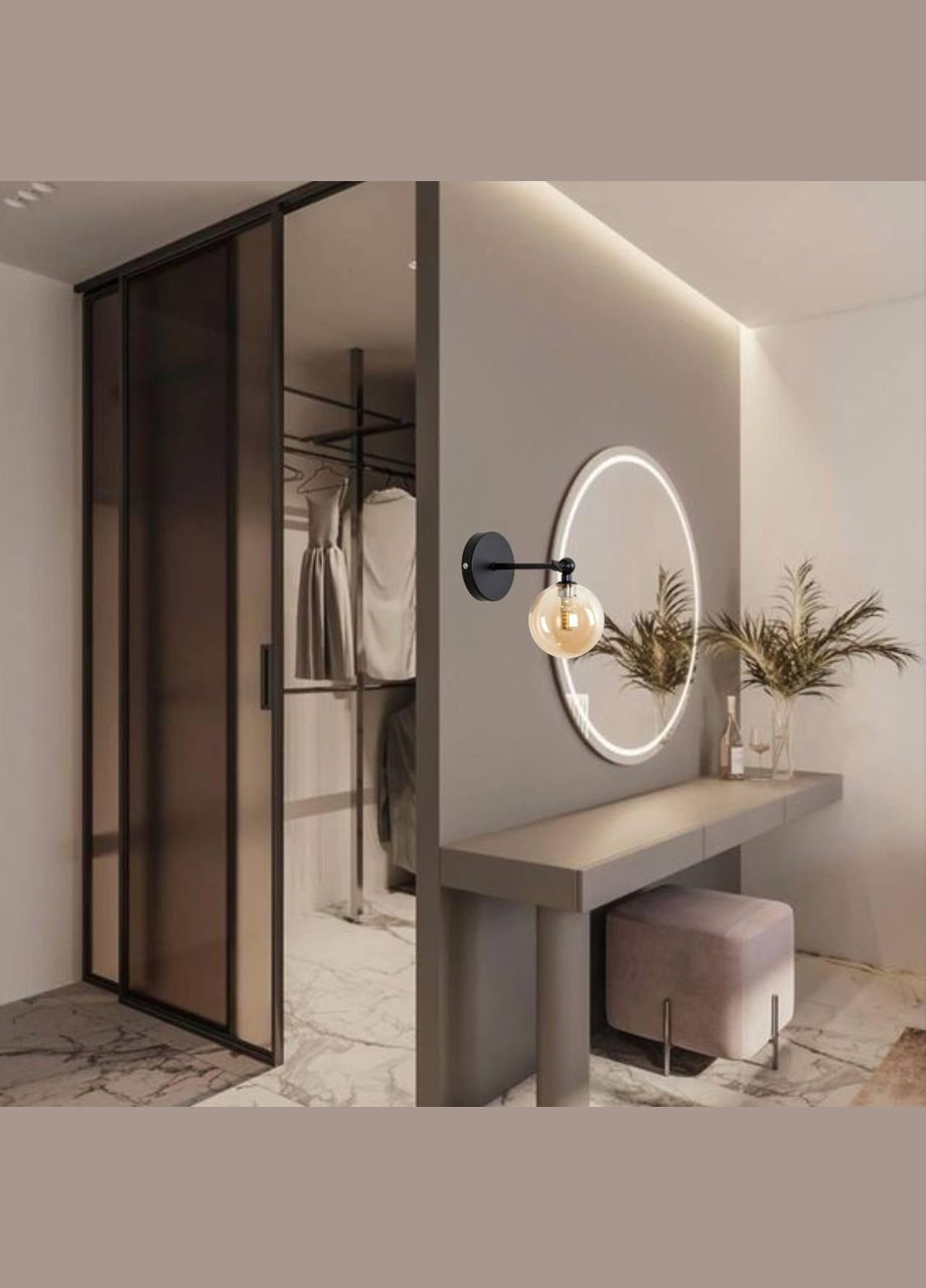 Современное черное бра с кофейным шаром 10см (61-W100F-1 BK+BR) No Brand (370070054)