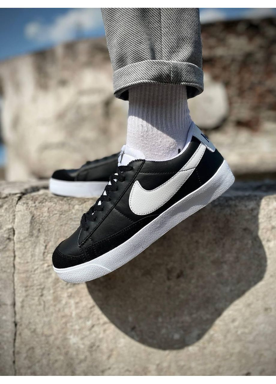 КРОССОВКИ ЖЕНСКИЕ NIKE BLAZER LOW BLACK WHITE V2 НАЙК БЛЕЙЗЕР No Brand чёрные демисезоны (367178137)