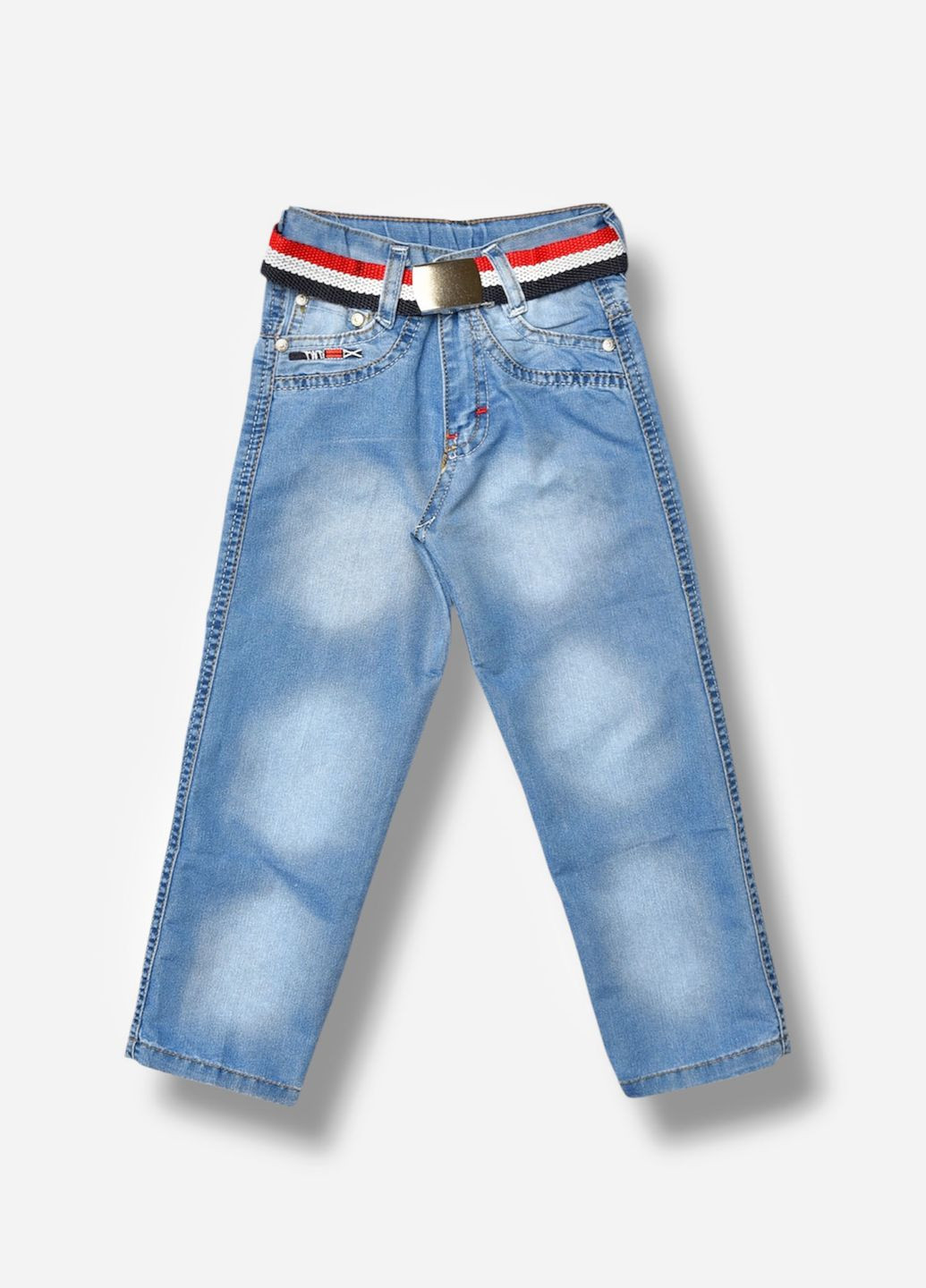 Синие демисезонные прямые джинсы детские для мальчика синего цвета Let's Shop