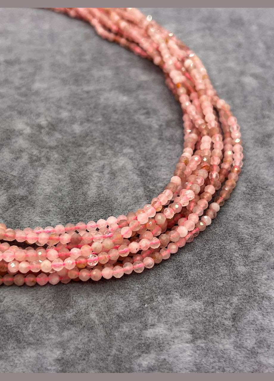 Рожевий кварц на нитці без замка 3 мм 40 см No Brand (311678176)