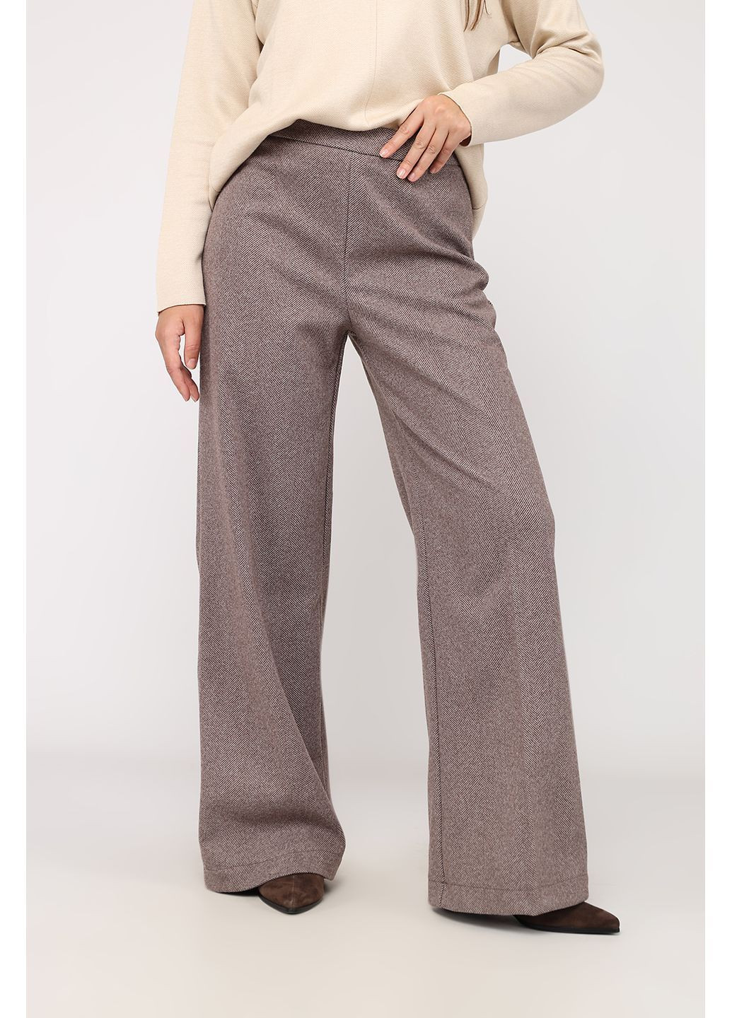 Штани прямі жіночі колір коричневий CB-00284298 Yuki (366038033)