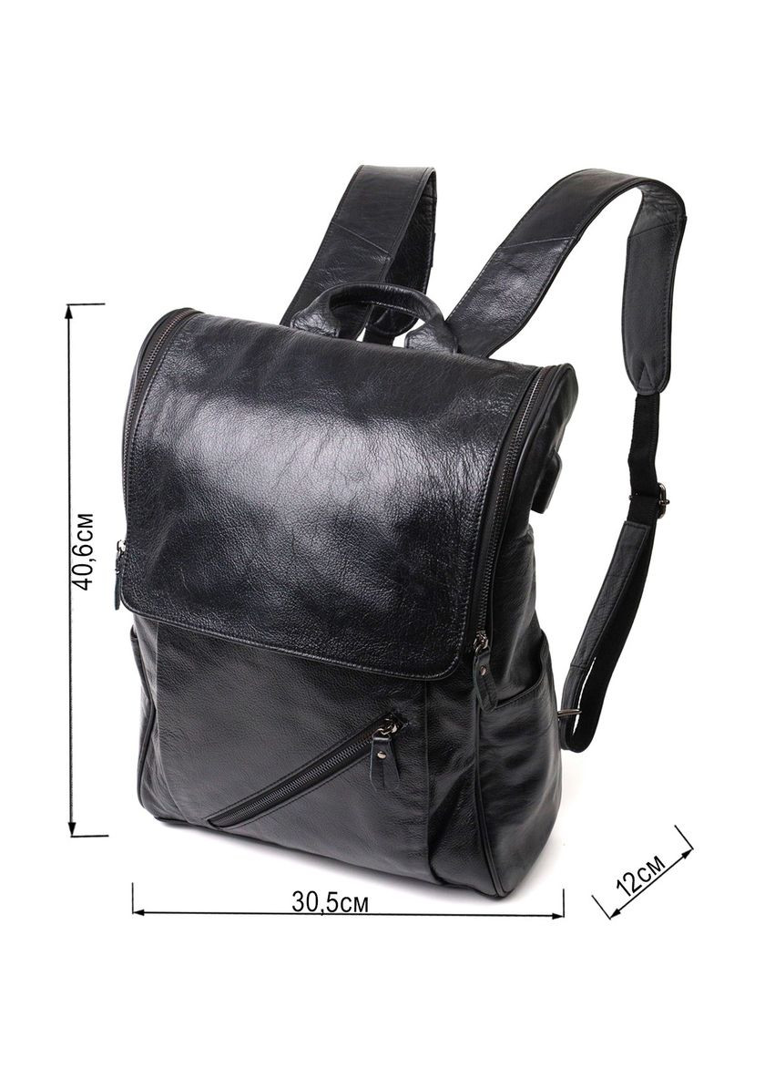 Місткий рюкзак з натуральної шкіри 22249 Чорний Vintage (327873083)