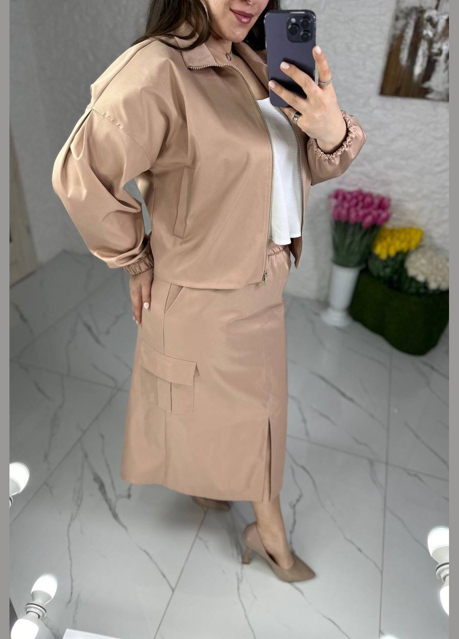 Жіночий костюм спідниця та кофта колір капучино р.54/56 452996 New Trend (285711150)