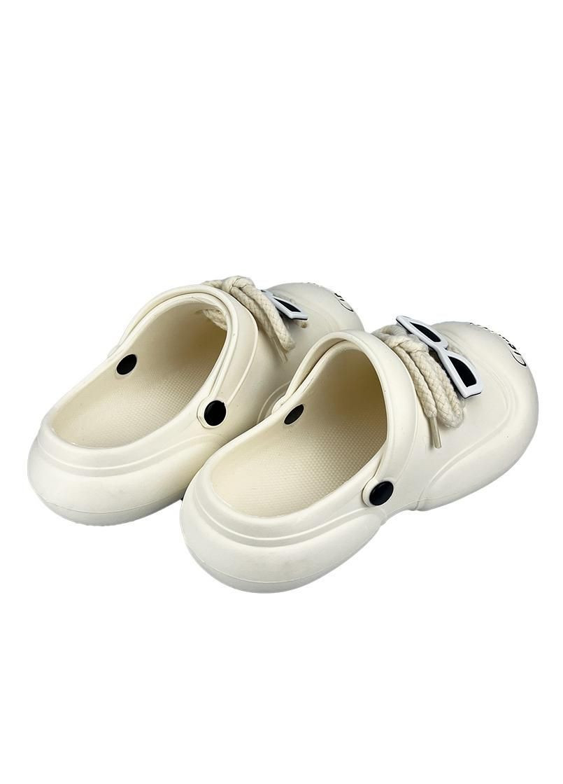Женские кроксы сабо на платформе с джибитсами белые 10140-2 Sanlin (316681170)