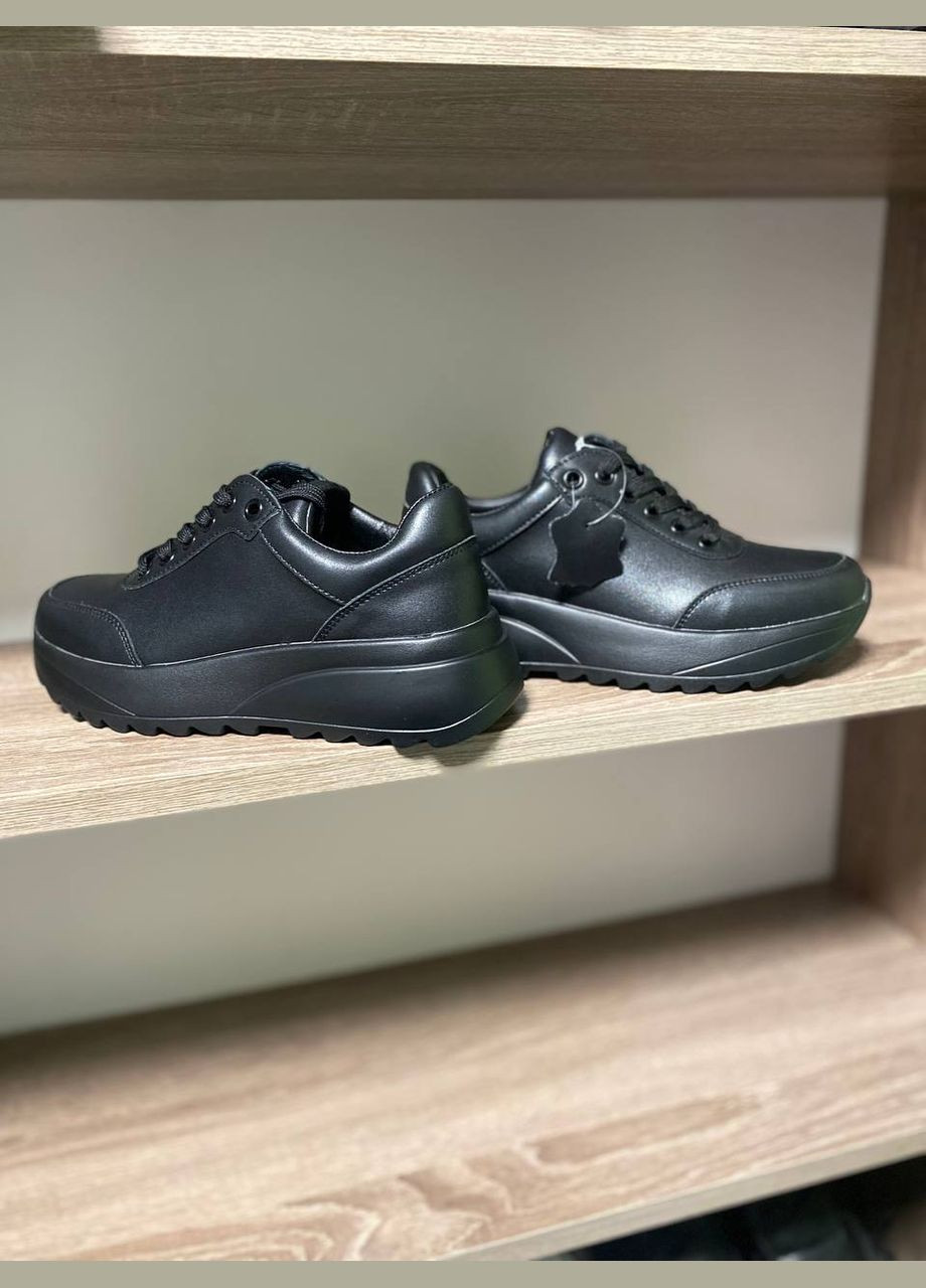 Женские черные кожаные классические кроссовки. No Brand чёрные (322421538)