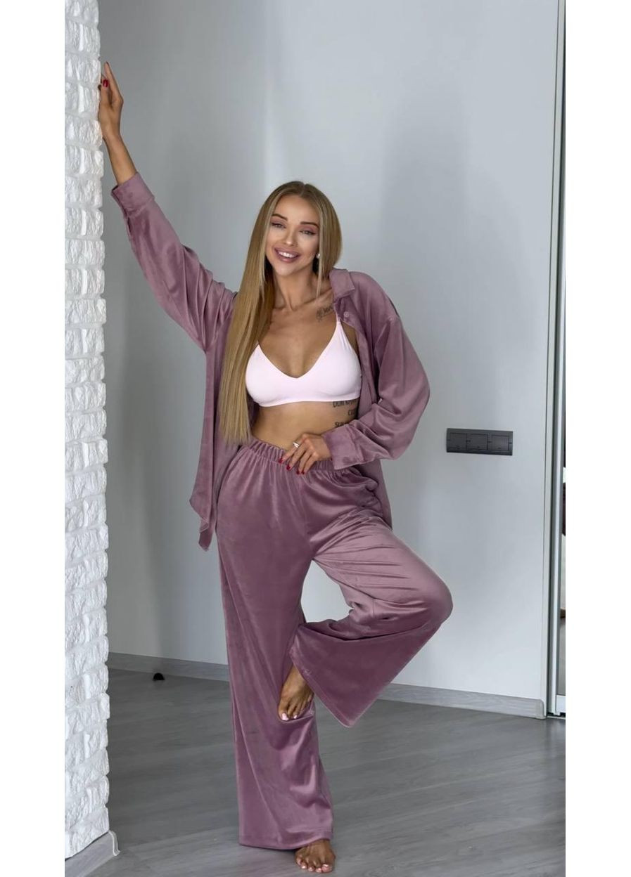 Костюм жіночій двійка велюровий теплий зручний вільного крою на осінь JUGO Atelier 073 (358501648)