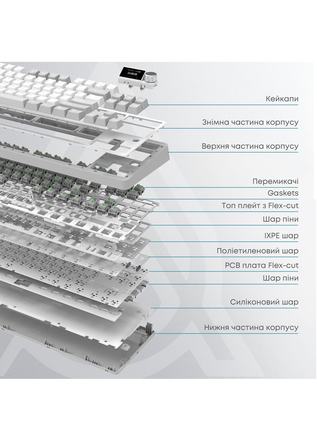 Клавиатура беспроводная AK870 Plus Murad Switch White (AK870-MU-BWD) Ajazz (356728768)
