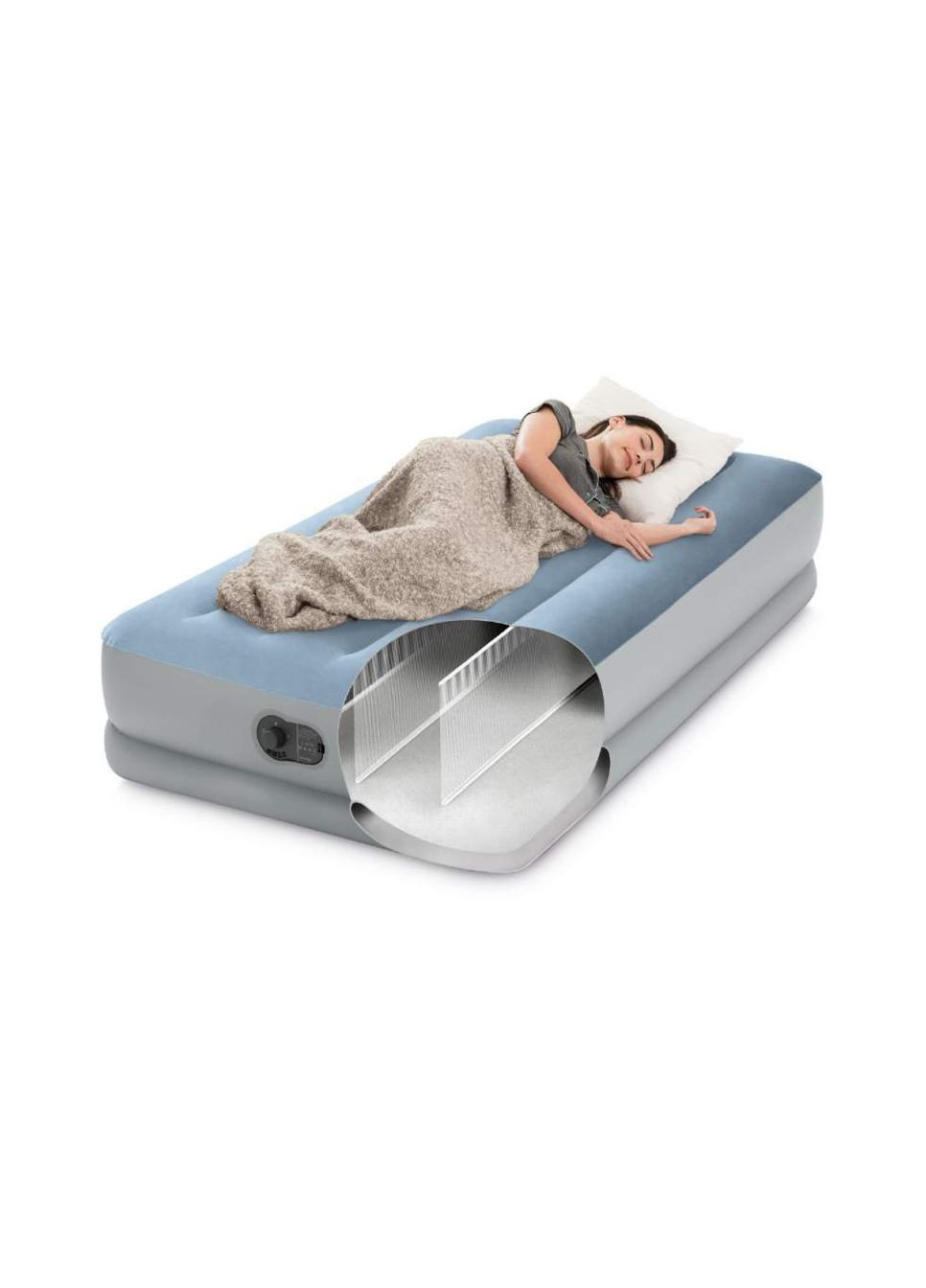 Надувная одноместная велюровая кровать с электронасосом от USB, 191х99х36 см, 64157 Intex (369798133)