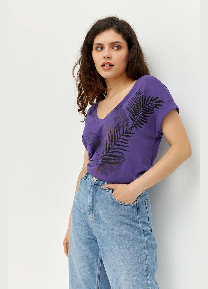 Жіноча футболка фіолетова трикотажна MKRM4091-1 Modna KAZKA - (336934171)