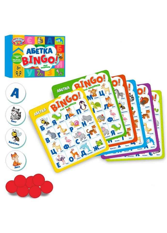 Настільна гра "Бінго" TG006 картки, фішки, українська абетка Limo Toy (363254297)