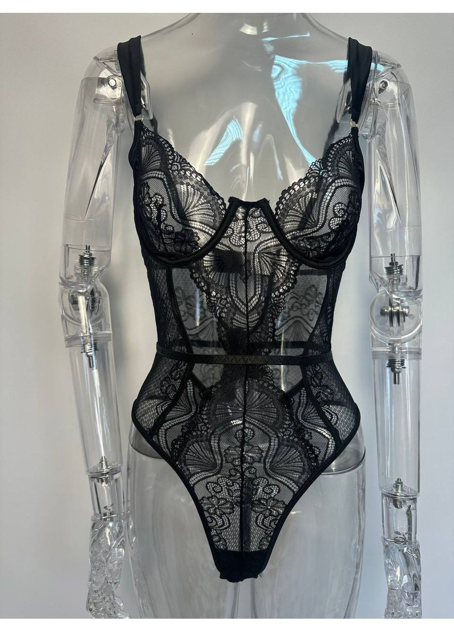 Соблазнительный мягкий женский кружевной боди Гипноз тонкий воздушный с вырезами No Brand Боді Гіпноз чорний (367833670)