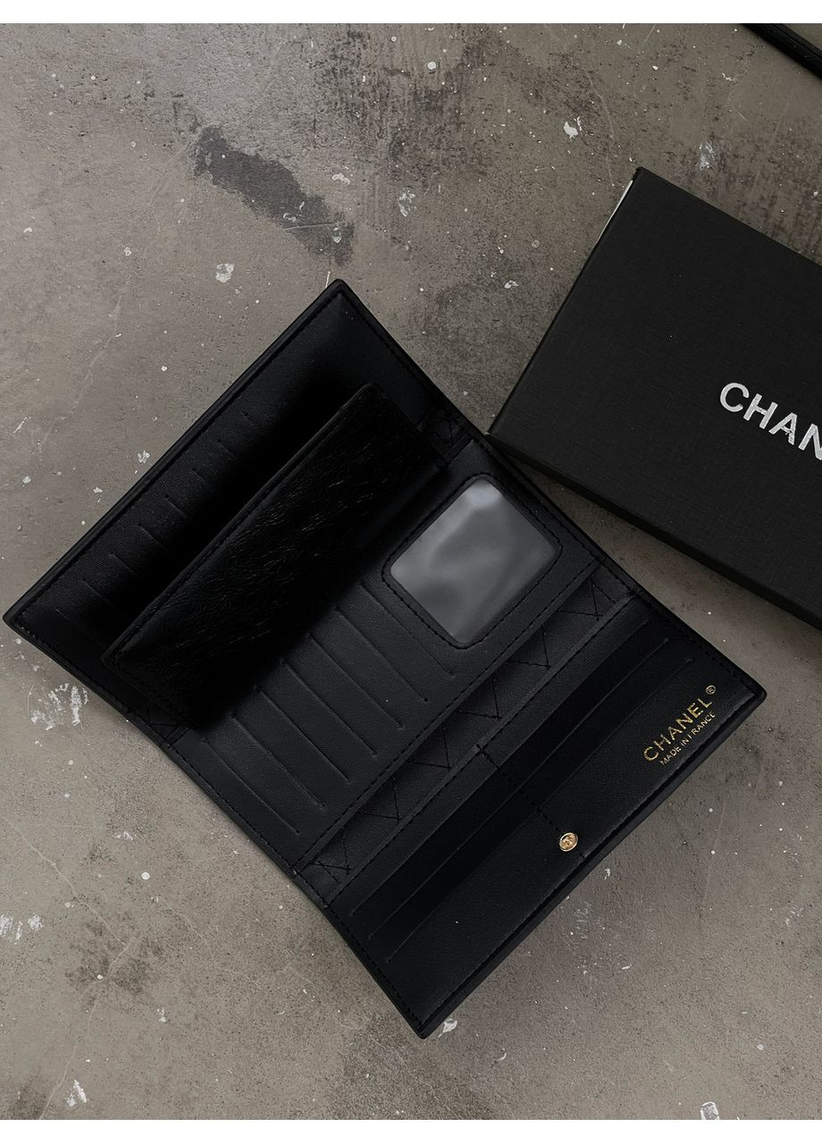 Жіночий гаманець чорний глянсовий подвійний з коробкою No Brand (369934902)