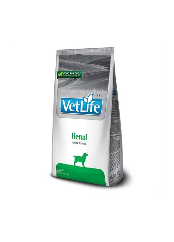 Сухий лікувальний корм для собак Vet Life Renal діє живлення для підтримки функції нирок 2 кг Farmina (316523587)