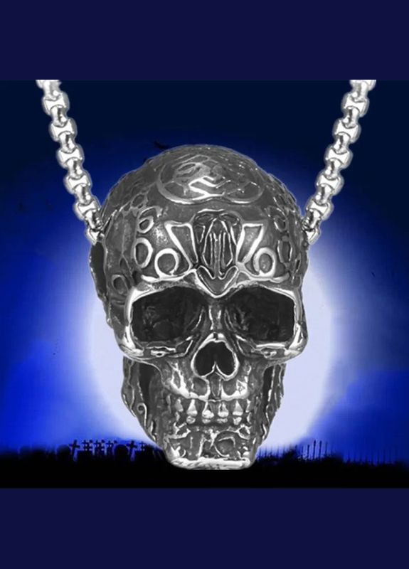 Ланцюжок з кулоном у вигляді черепа нержавіюча сталь з візерунками Liresmina Jewelry (290664063)