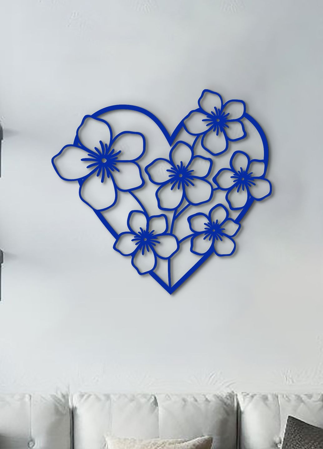 Декор для комнаты, деревянная картина на стену "Цветочное сердце", стиль лофт 70х75 см Woodyard (292113629)