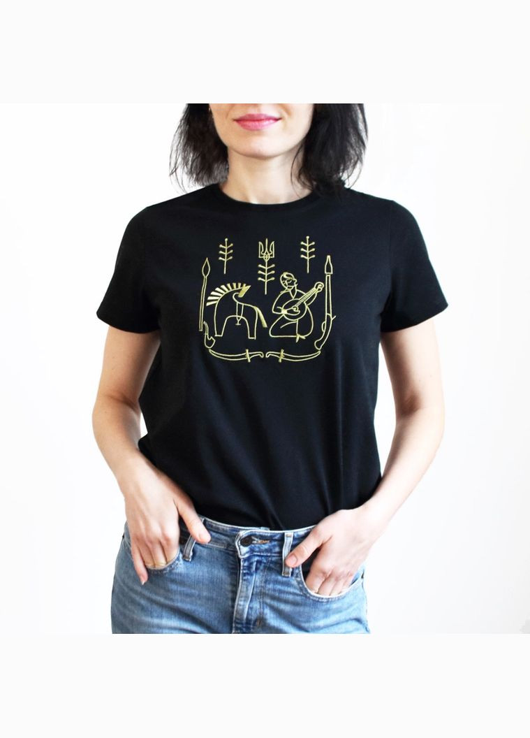 Жіноча футболка з вишивкою Козак Мамай Ladan - (301026319)