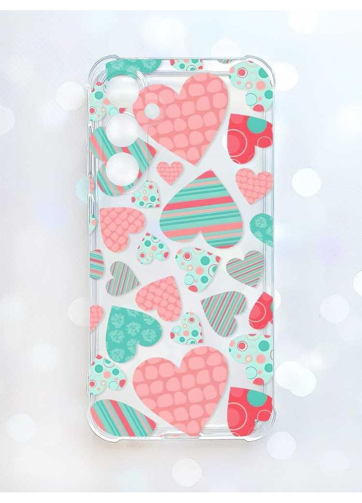 Чохол з потовщеними кутами на Samsung Galaxy S23 FE:: Різнокольорові сердечка (принт 334) CASE CONTROL (360691792)