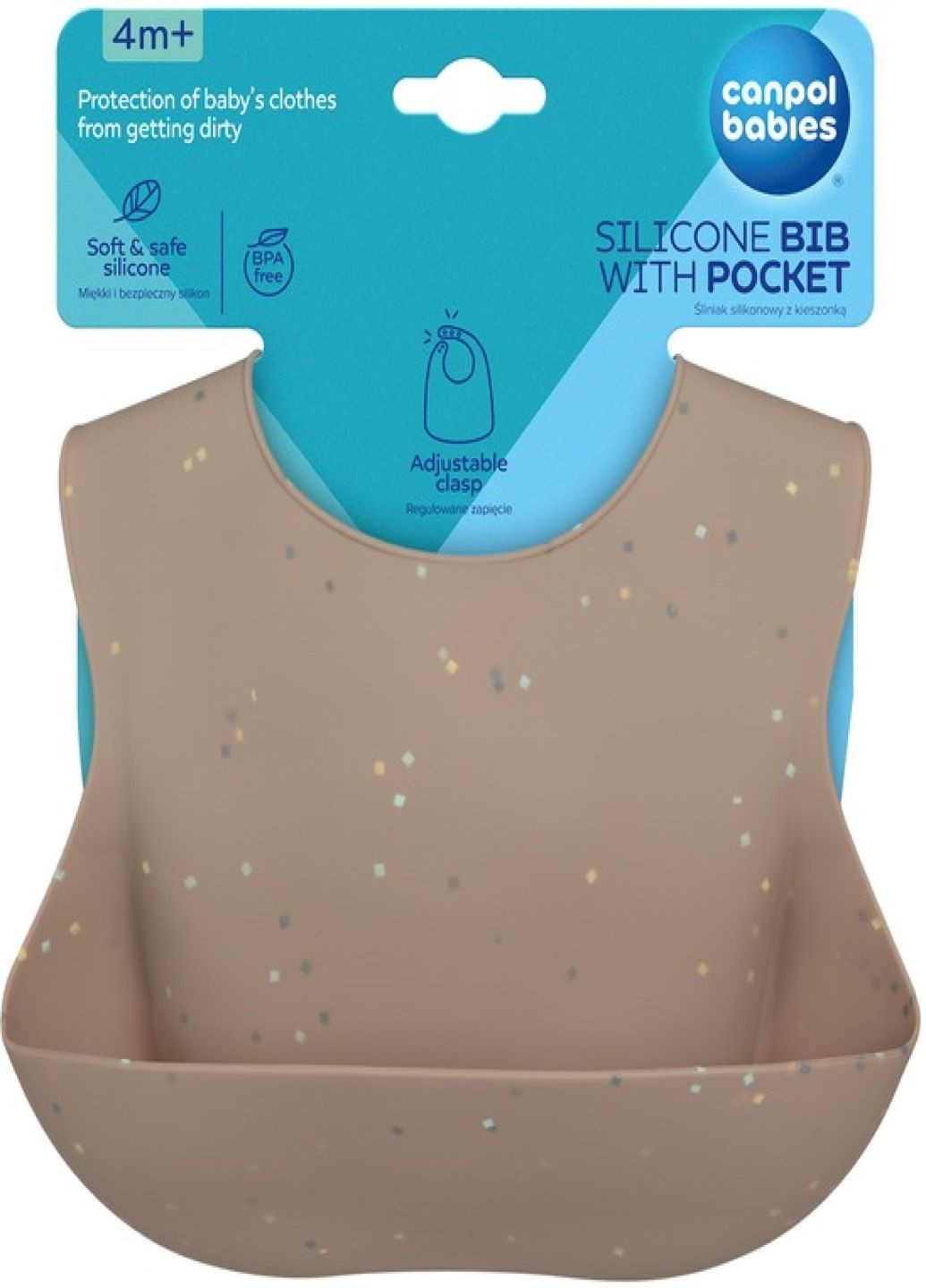 Слюнявчик силиконовый с карманом DOTS - бежевый 51/029_bei Canpol Babies (314823238)