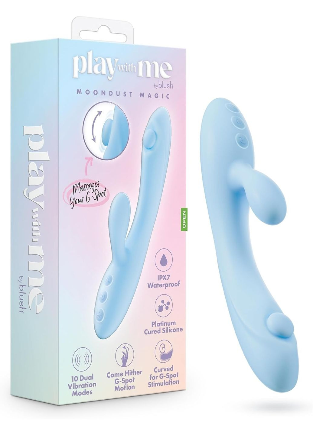 Вібратор-кролик Play with Me для точки G та клітора, блакитний Blush (331171309)